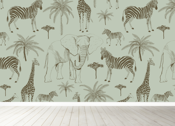 Jungle dieren beige - patroon A - groen