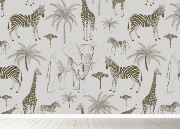 Jungle dieren beige - patroon A - lege kamer