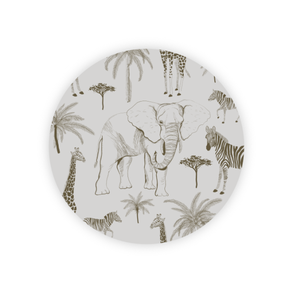 behangcirkel jungle dieren beige - detail
