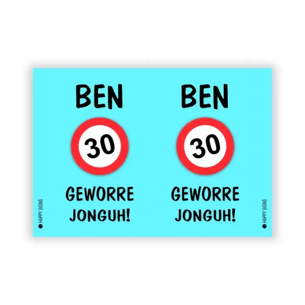 Raambord verjaardag - Ben 30 jaar - blauw