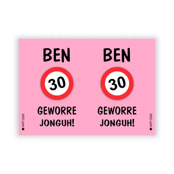 Raambord verjaardag - Ben 30 jaar - roze